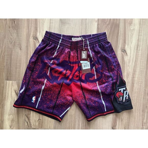 Mitchell & Ness Toronto Raptors Shorts Mens XLarge Swingman Red Purple 19… - Picture 1 of 4